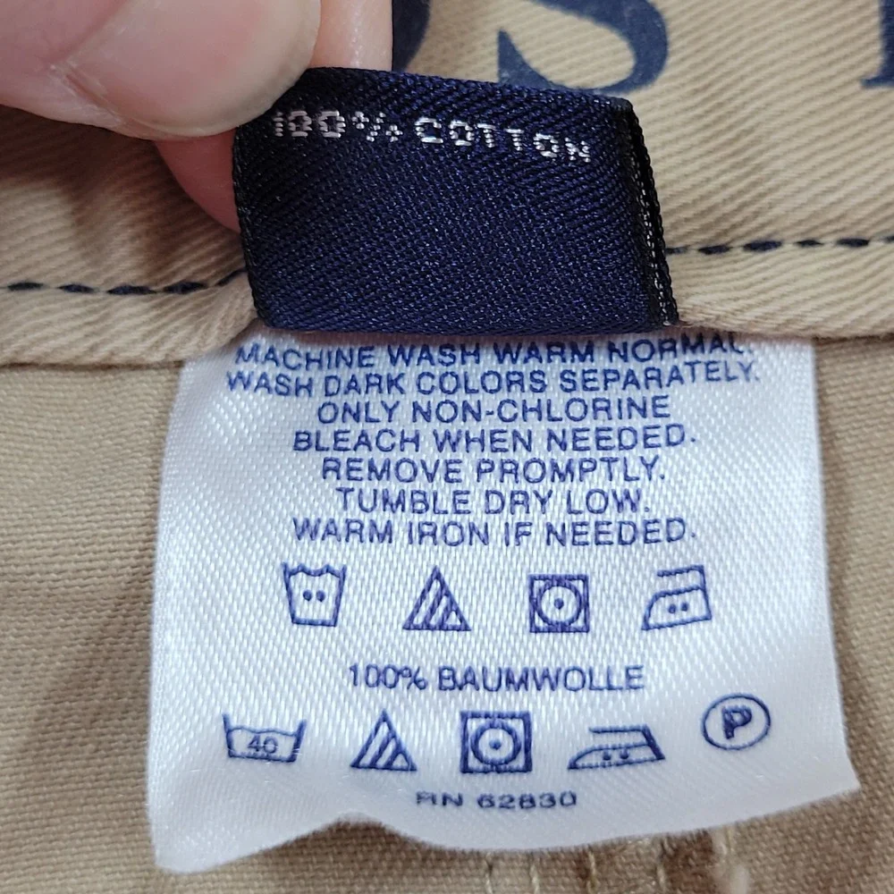 Lands'‎ End Cargo Shorts Mens 44 Khaki Tan Excellent Cotton Twill Multi Pocket